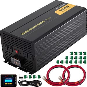 Car Power Converter 5000-Watt Modified Sine Wave Inverter DC12-Volt to AC120-Volt with LCD Remote Controller AC Outlets