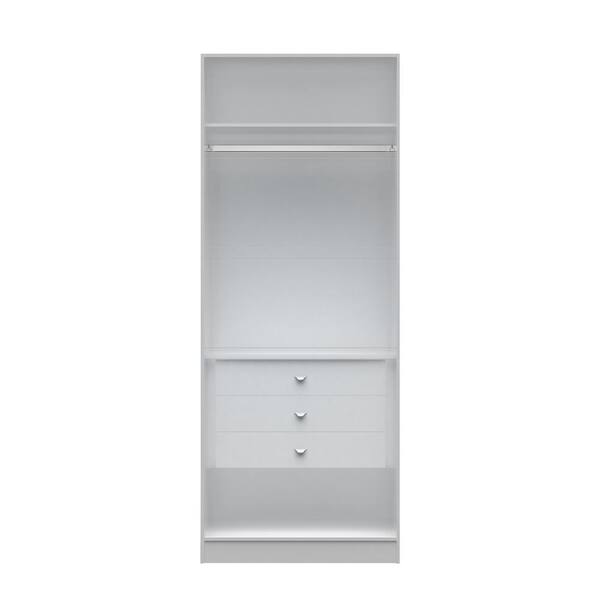 Manhattan Comfort Chelsea 2.0 - 35.43 in. W White Basic Wardrobe Closet 2 with 3-Drawers