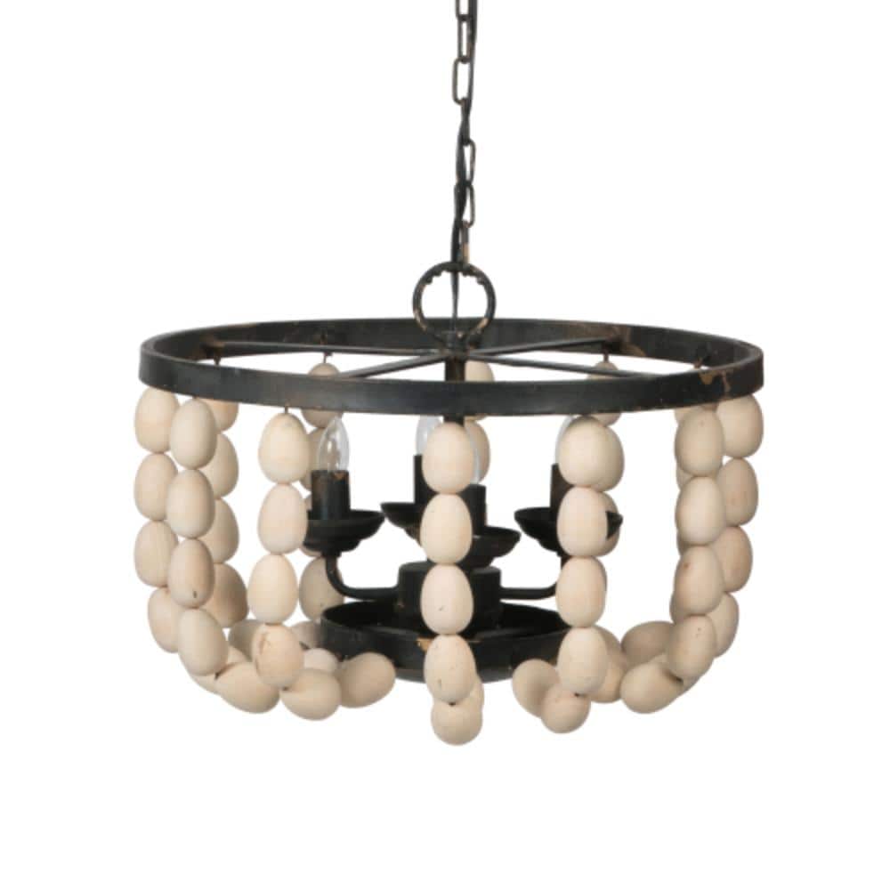Black Frame with Cream Beaded 4-Light Chandelier D19x14 for Vintage Dining Room Kitchen price history on PriceWatchPro