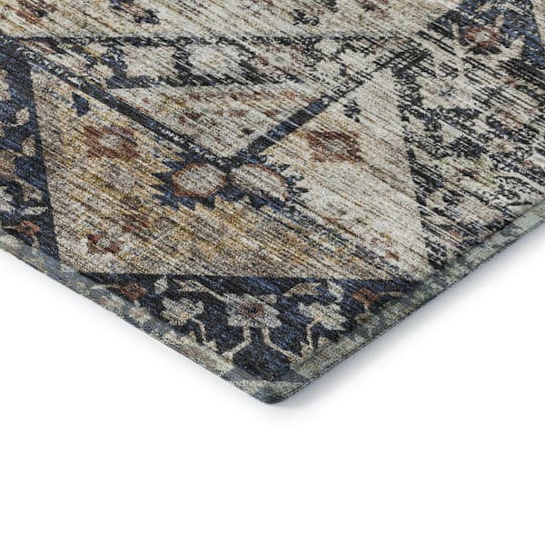 Mayfield Premium Machine Washable Abstract AMF2195 Black 2 ft. x 7 ft. Runner Rug
