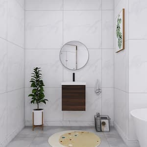 18 in. W x 15 in. D x 21 in. H Bathroom Vanity in Dark Brown with Glossy White Ceramic Basin Top