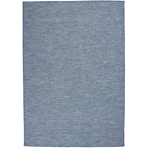 Nourison Positano Navy Blue 5 ft. x 7 ft. Solid Modern Indoor/Outdoor Patio Area Rug