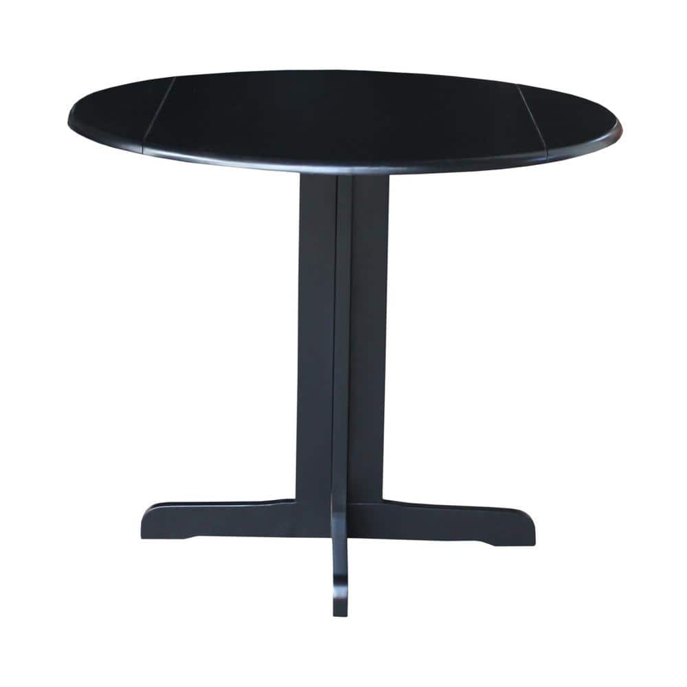 Scandinavian 38" Round Wood Extendable Dining Table in Black
