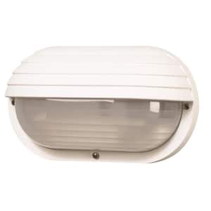 Nautical 1-Light White 4000K ENERGY STAR LED Outdoor Wall Mount Sconce with Eyelid & Durable Frosted Polycarbonate Lens