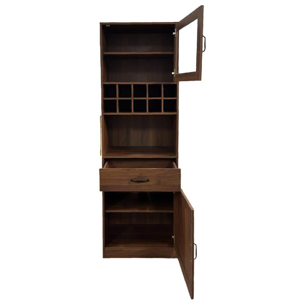 71" Multi-functional Kitchen Pantry Cabinet with Storage Shelves Pantry Organizers Bar Cabinet with Wine Racks