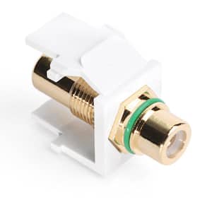 QuickPort RCA Gold-Plated Connector Green Stripe, White