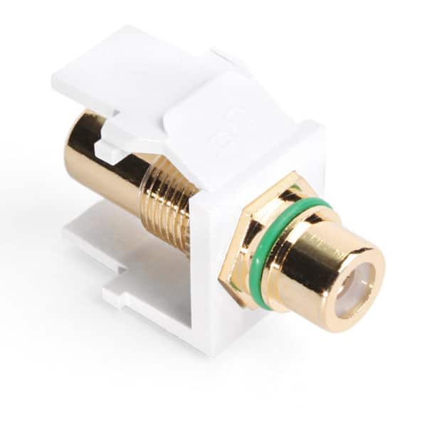 Leviton QuickPort RCA Gold-Plated Connector Green Stripe, White