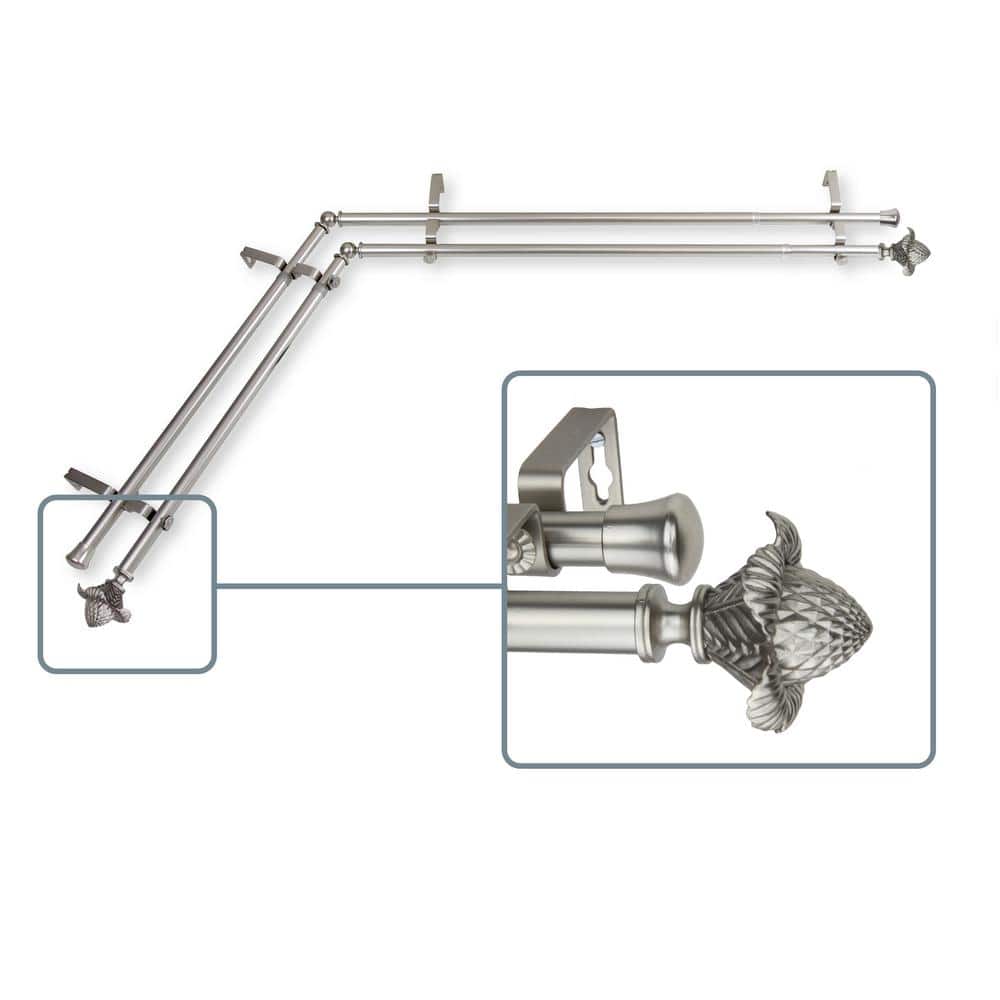 28 in. to 48 in. Adjustable 13/16 in. Corner Window Double Curtain Rod in S