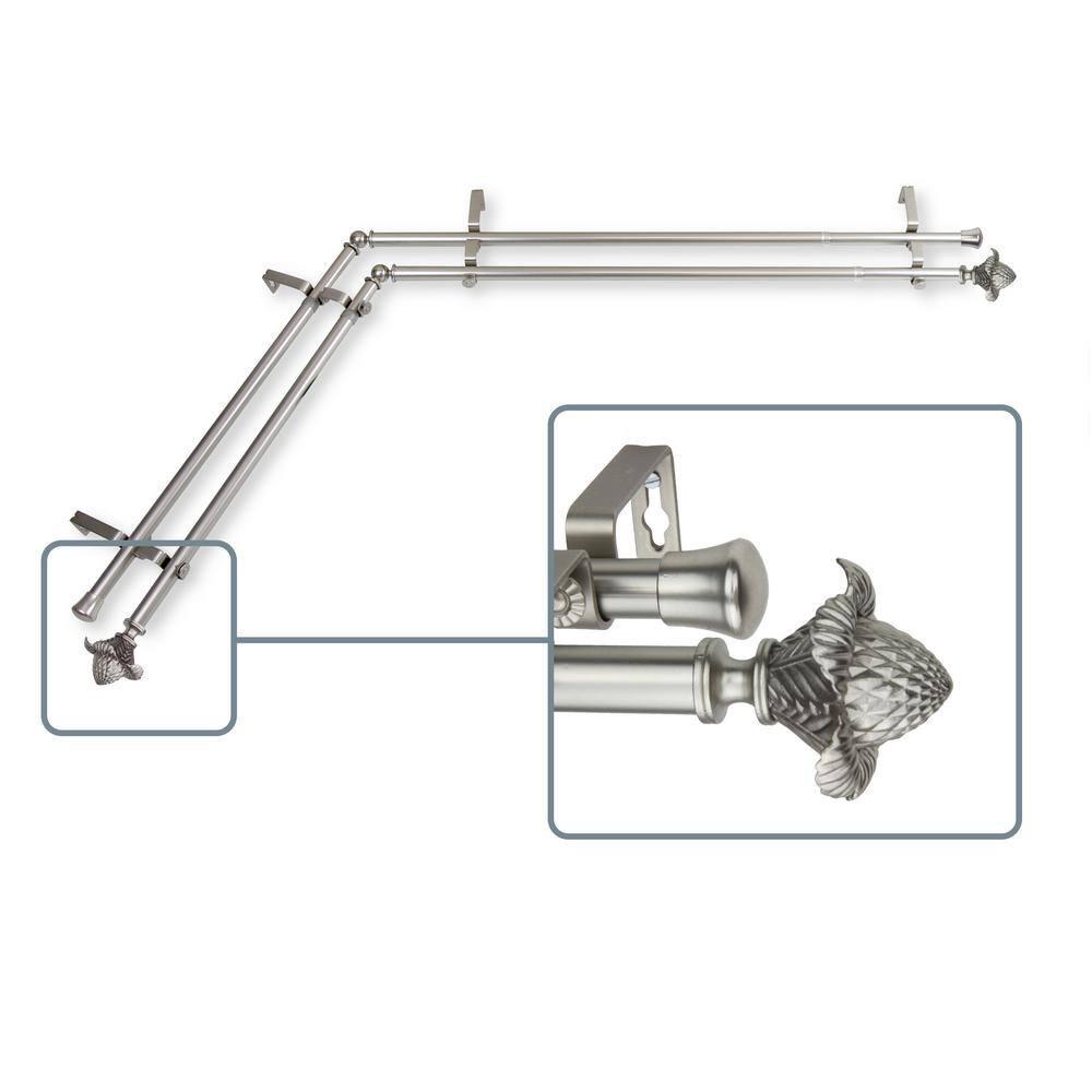 66 in. to 120 in. Adjustable 13/16 in. Corner Window Double Curtain Rod in 