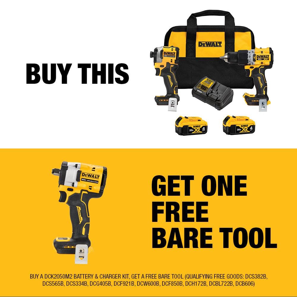 DEWALT 20V MAX XR Hammer Drill and ATOMIC Impact Driver 2 Tool Cordless Combo Kit and 1/2 in. Impact Wrench w/(2) 4Ah Batteries -  DCK2050M2WF921B