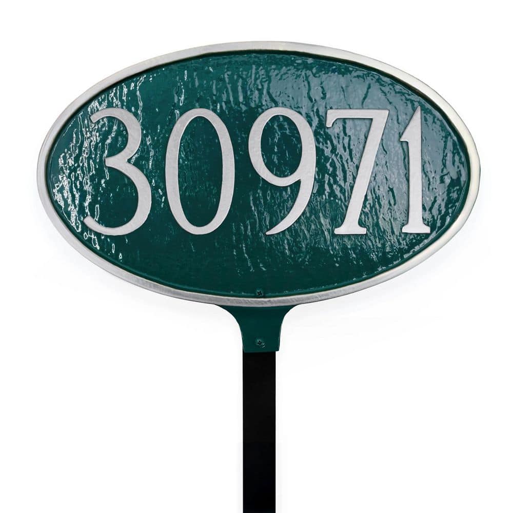 Classic Oval Small Address Sign Plaque with Lawn Stake - Hunter Green/Silver price history on PriceWatchPro