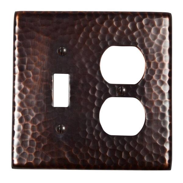 The Copper Factory 2 Gang Combination Switch Plate - Antique Copper