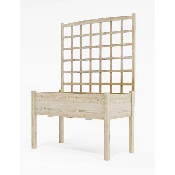 46 in. x 23 in. x 65 in. Unfinished Wood Raised Garden Bed with Lattice Trellis & Legs for Climbing Plants