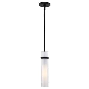 Vilo 1 Light Matte Black Contemporary Mini Pendant Light Ceiling Fixture White Glass