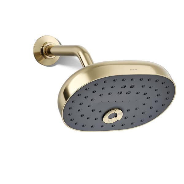 KOHLER Statement 3-Spray Patterns 7.94 in. Wall Mount Fixed Showerhead in Vibrant French Gold