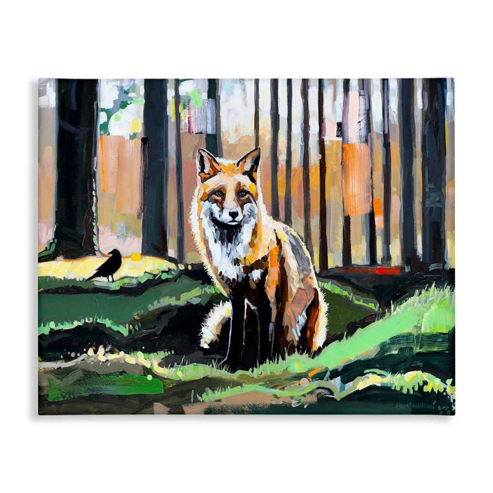 Fox in Forest Trees by Adam Swanson Unframed Animal Graphic Art Print 36 in. x 48 in. price history on PriceWatchPro