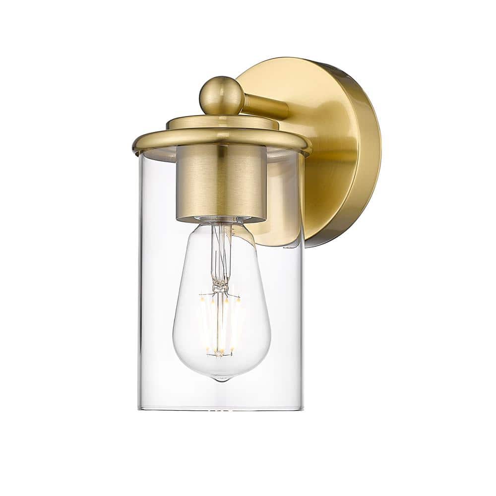 Thayer 4.75 in. 3-Light Luxe Gold Wall Sconce with Clear Glass Shade with N