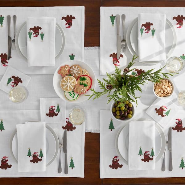 Company Cotton Embroidered Novelty 20 in. W x 14 in. H Brown Cotton Placemat Set of 4