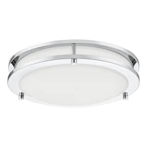 Flaxmere 12 in. Modern Chrome 3 CCT Integrated LED Flush Mount for Kitchens or Bedrooms