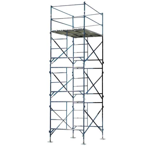 PRO-SERIES 16 ft. x 7 ft. x 5 ft. 3-Story Commercial Grade Scaffold Tower 1,500 lb. Load Capacity with Base Plates