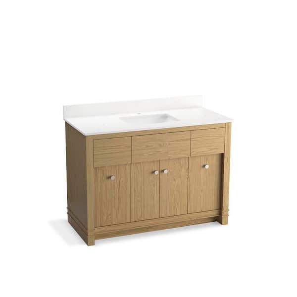 Alouette 48 in. Light Oak Bath Vanity Cabinet with Sink and Quartz Top