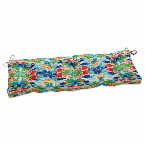 Pillow Perfect Novelty Rectangular Outdoor Bench Cushion in Blue