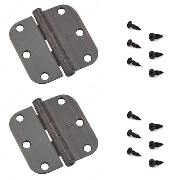 3 in. x 3 in. Oil-Rubbed Bronze Full Mortise Butt Hinge with Removable Pin (2-Pack)