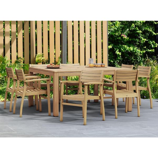 Ia Victoria Square 9 Piece Teak Patio Dining Set Sc Rinsq 8ninia The Home Depot Ia Victoria Square 9 Piece Teak, 9 Piece Teak Outdoor Dining Set