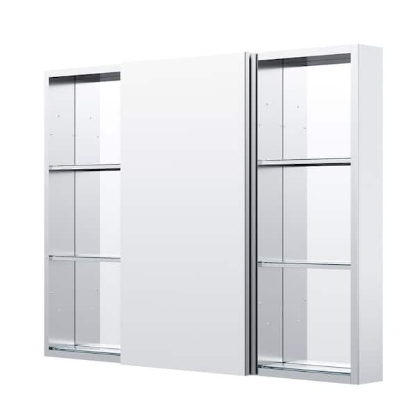 40 in. W x 30 in. H Rectangular Chrome Aluminum Medicine Cabinet with Mirror
