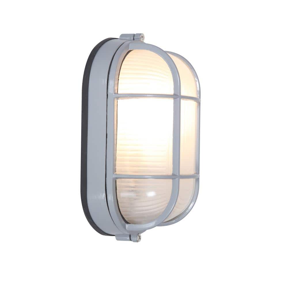 Nauticus Satin Aluminum 8.25" Wall Light with Frosted Shade