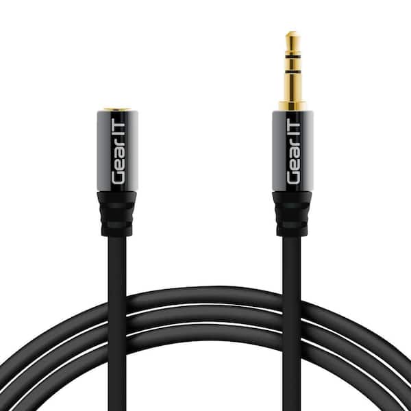 GearIt 15 ft. 3.5 mm to 2 RCA Stereo Audio Cable with Step Down Design - Black