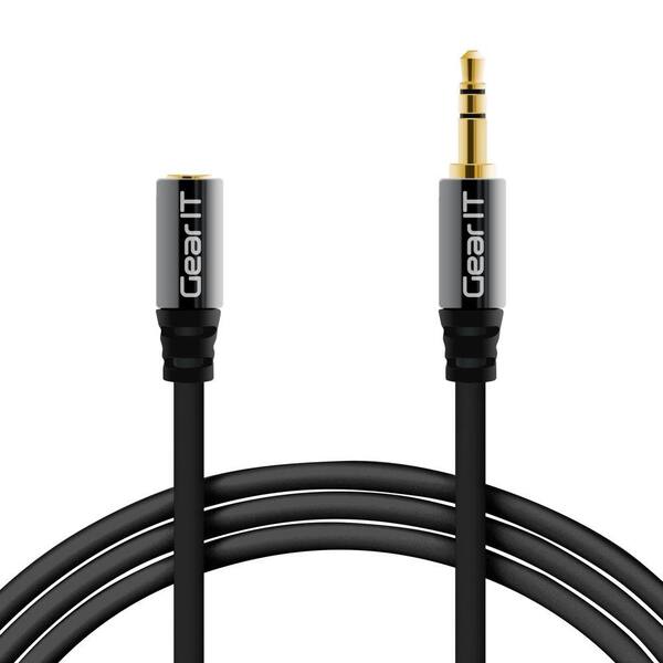 GearIt 50 ft. 3.5 mm Stereo Audio Extension Cable with Step Down Design - Black (10-Pack)