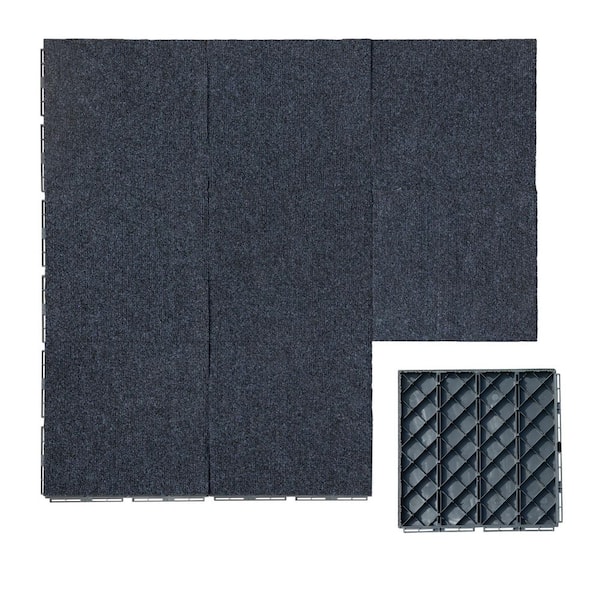 Unbranded More Durable Mat Plastic Deck Tiles, Waterproof, Stain Resistant and Easy To Clean Carpet-Like Surface in Gray (9-Pack)