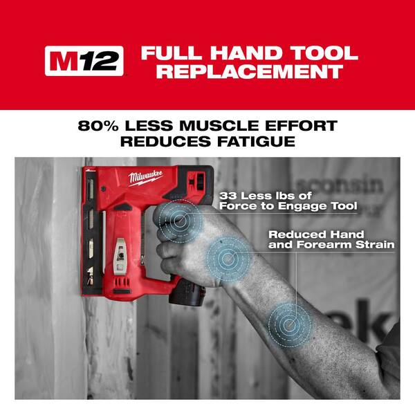 Milwaukee M12 12V Lithium-Ion Cordless 3/8 in. Crown Stapler with 