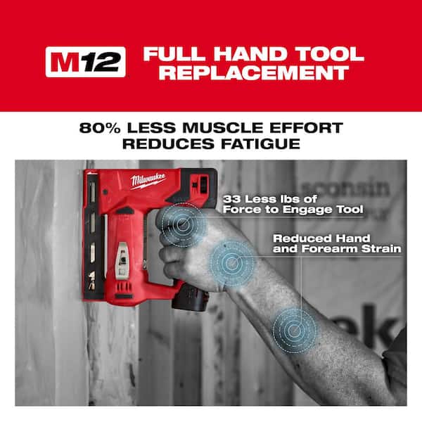 Milwaukee M12 12-Volt Lithium-Ion Cordless 3/8 in. Crown Stapler w/M12 12V Lithium-Ion High Output CP 2.5 Ah Battery Pack