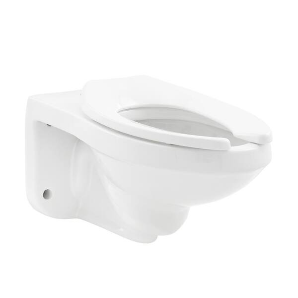 Swiss Madison Sirene Wall-Hung Commercial Elongated Top Flush Spud Flushometer Toilet Bowl Only in Glossy White