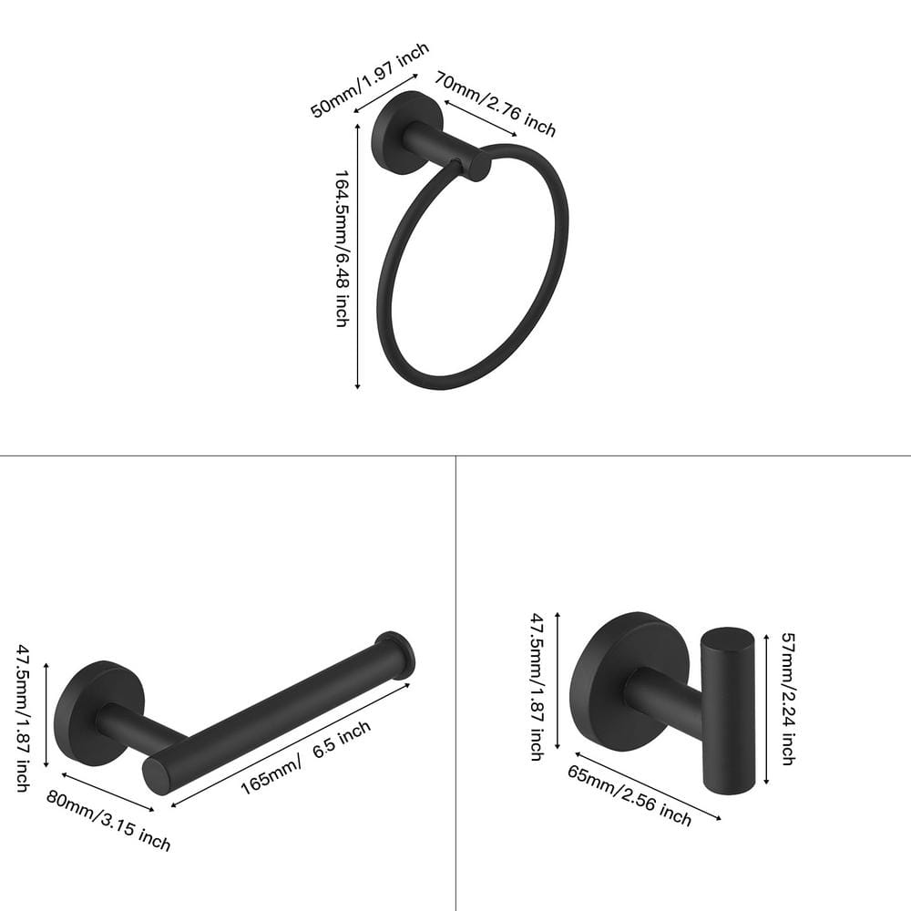 Matte Black Stainless Steel 4-Piece Bathroom Hardware Set