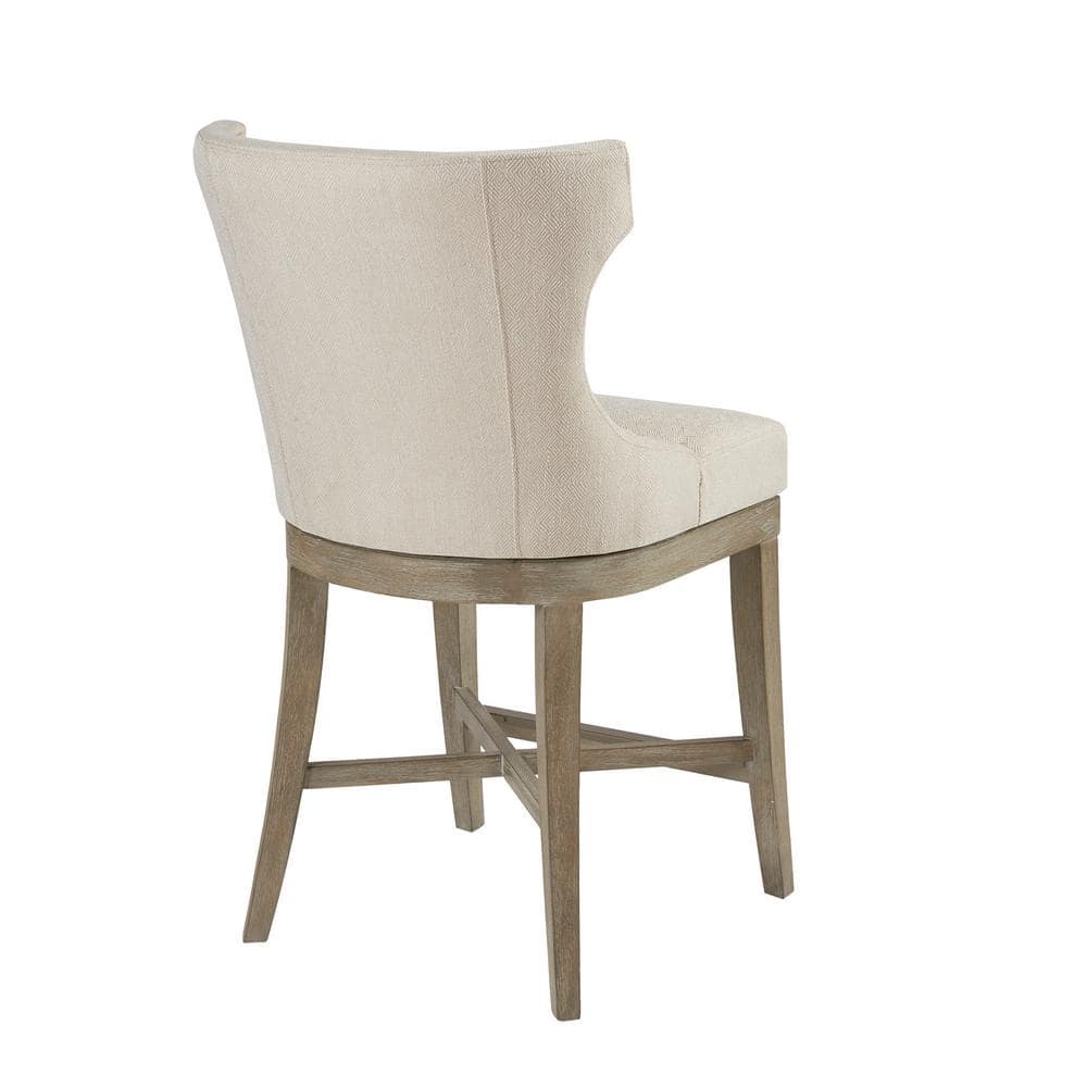 Trentin Cream Wood Swivel Wingback Counter Stool