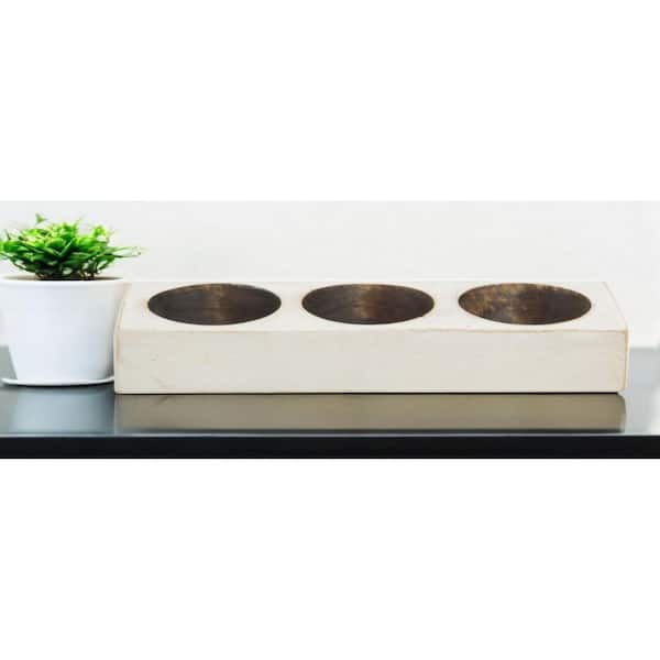 HomeRoots White Wood Candle Tray Single-Pack