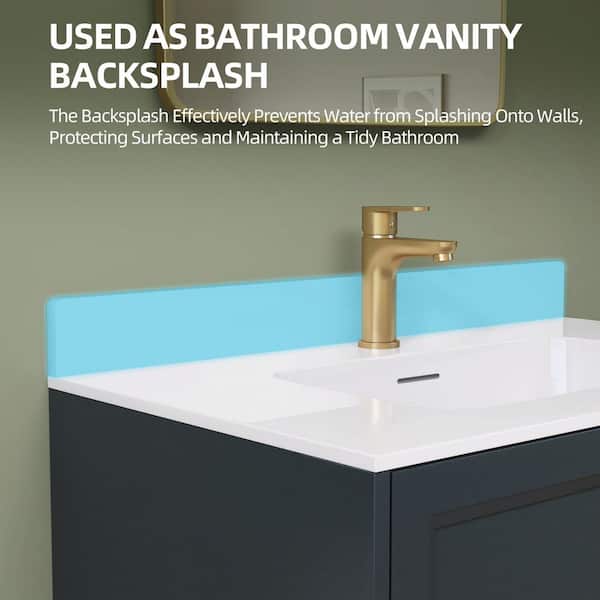 Getpro 36 in. W x 3.5 in. H White Solid Surface Vanity Backsplash