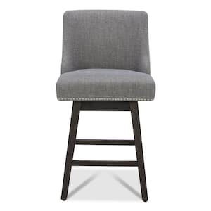 Martin 26 in. Fog High Back Solid Wood Frame Swivel Counter Height Bar Stool with Fabric Seat
