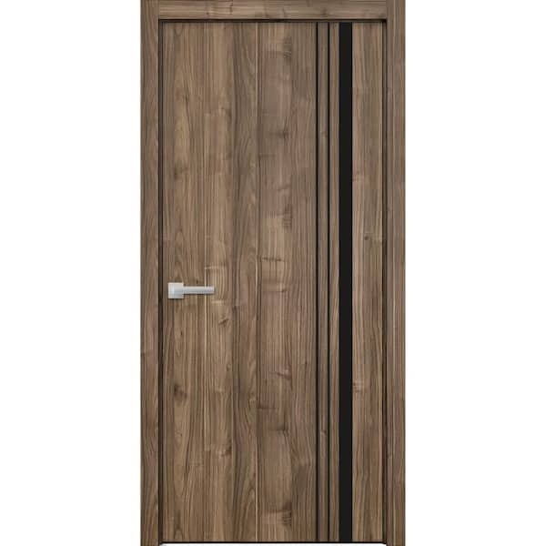 Sartodoors 30 in. x 80 in. 1 Panel Walnut Finished Solid Wood with Honeycomb Sliding Door with Hardware