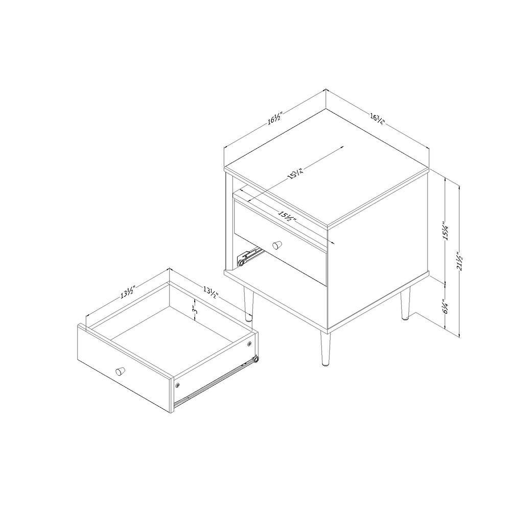 Dylane Mid-Century Glam 2-Drawer Nightstand in Pure White