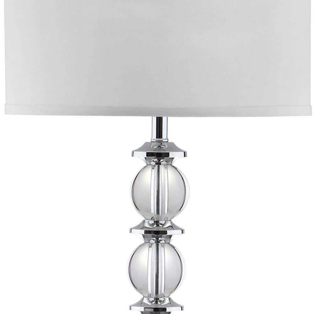 Riga 60" Chrome and Clear Crystal Floor Lamp with White Shade