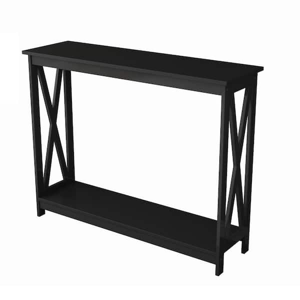 Kahomvis Classic Entryway 39 in. Black Rectangle Wood Console Table