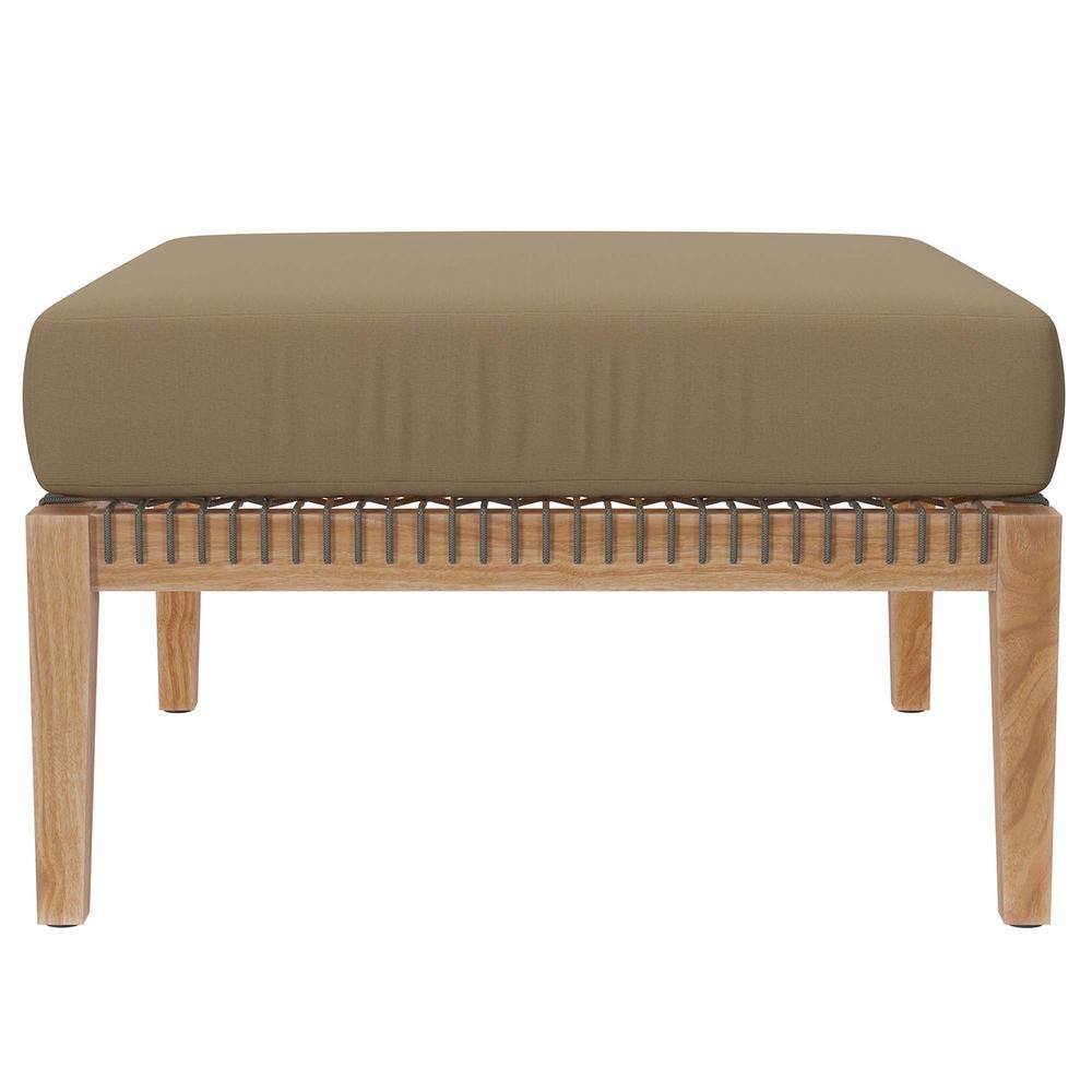Clearwater Coastal Charm Teak Wood and Woven Rope Outdoor Ottoman