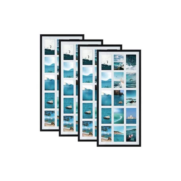 (Set of 4) 15 Opening 4" x 6" Black Metal Collage Frame for Wall