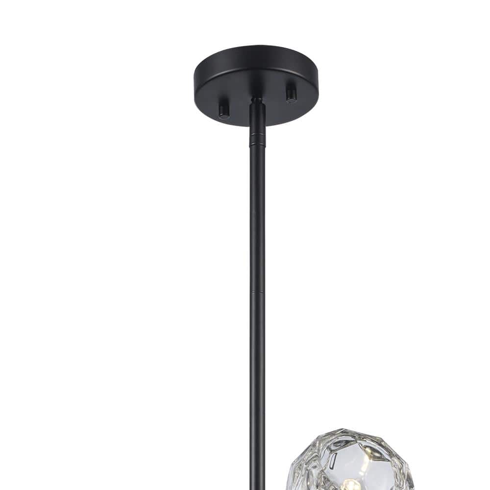 Black Metal and Clear Glass 12-Light Sputnik Chandelier