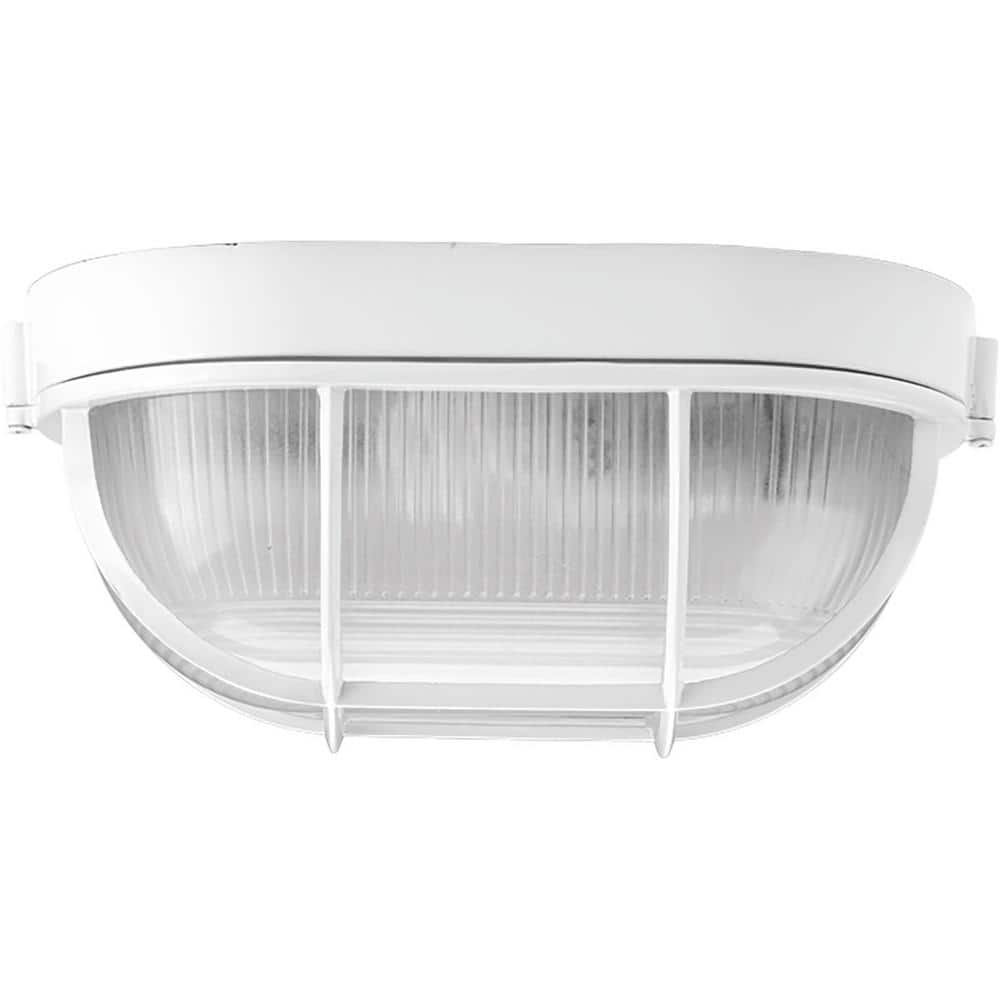 White Aluminum Indoor/Outdoor Flush Mount Light with Polycarbonate Shade