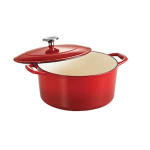 Gourmet 5.5 qt. Round Enameled Cast Iron Dutch Oven in Gradated Red with Lid